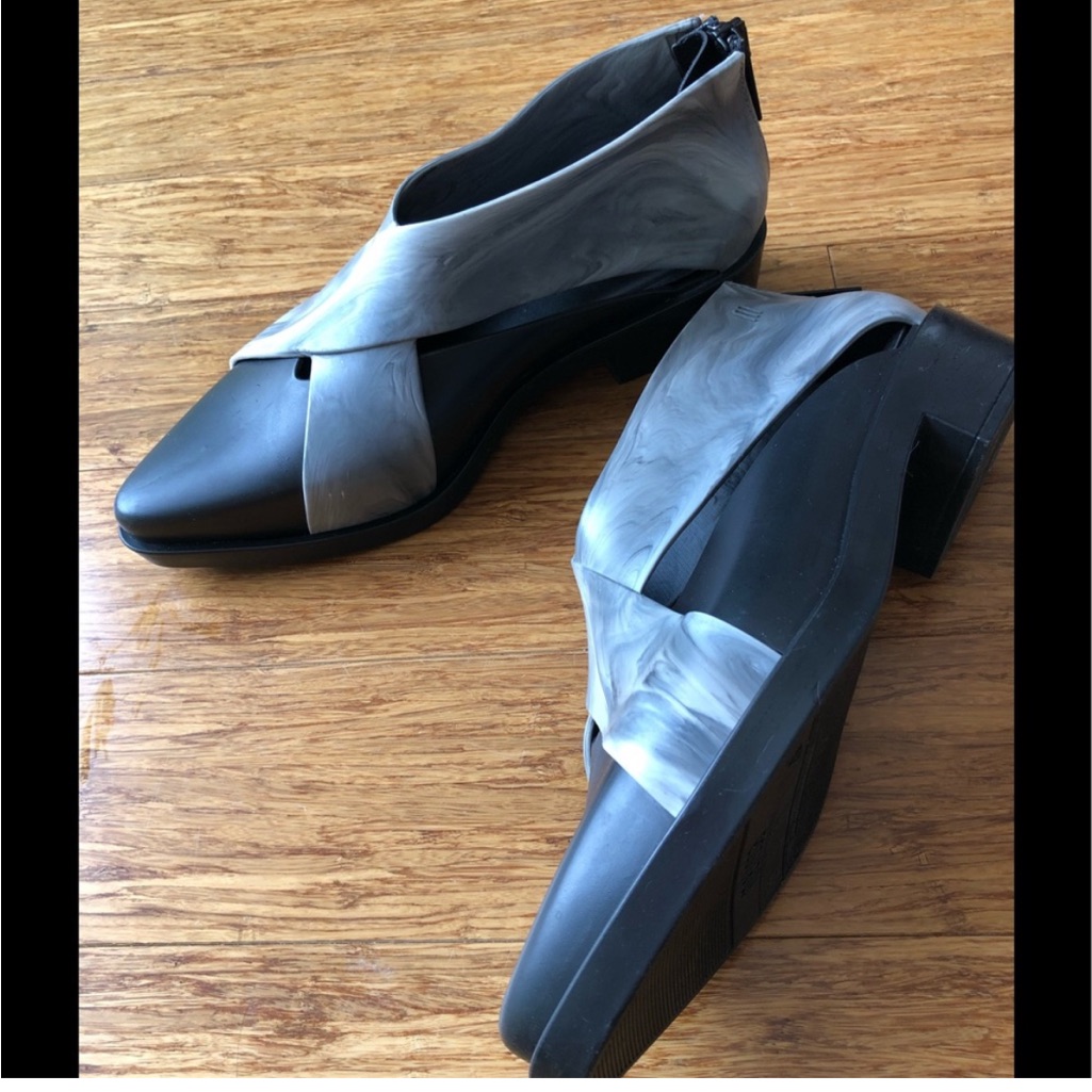 Melissa X Rubber Marble Grey & Black Booties Sz 9